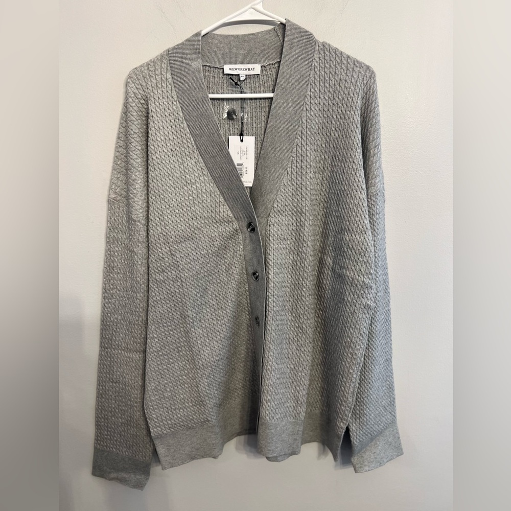 WeWoreWhat Varsity Cardigan Revolve‎ Heather Gray ML  NWT